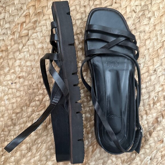 Black Strappy Theory Sandals - Picture 2 of 4